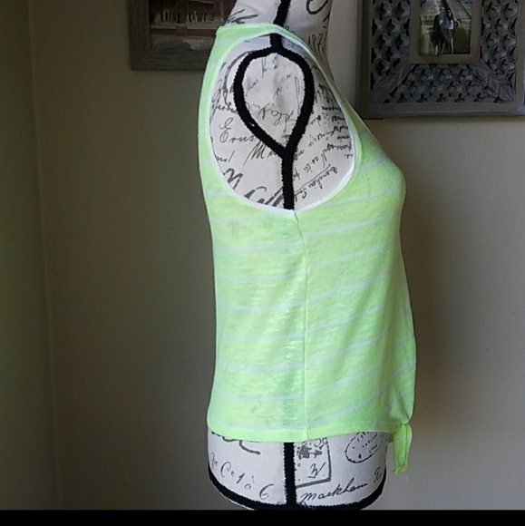 Bershka Neon Yellow Tie Front Top Size S - Picture 8 of 8